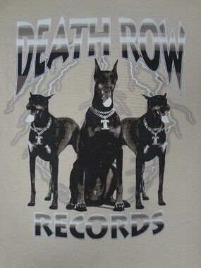 DEATH ROW RECORDS DOBERMANN LIGHTNING BOLTS OFF-WHITE BEIGE SMALL T-SHIRT L559